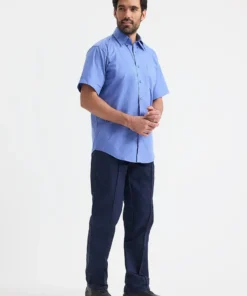 Alternative view of Uneek Mens Pinpoint Oxford Half Sleeve Shirt