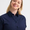 Uneek Ladies Pinpoint Oxford Half Sleeve Shirt - Image 3