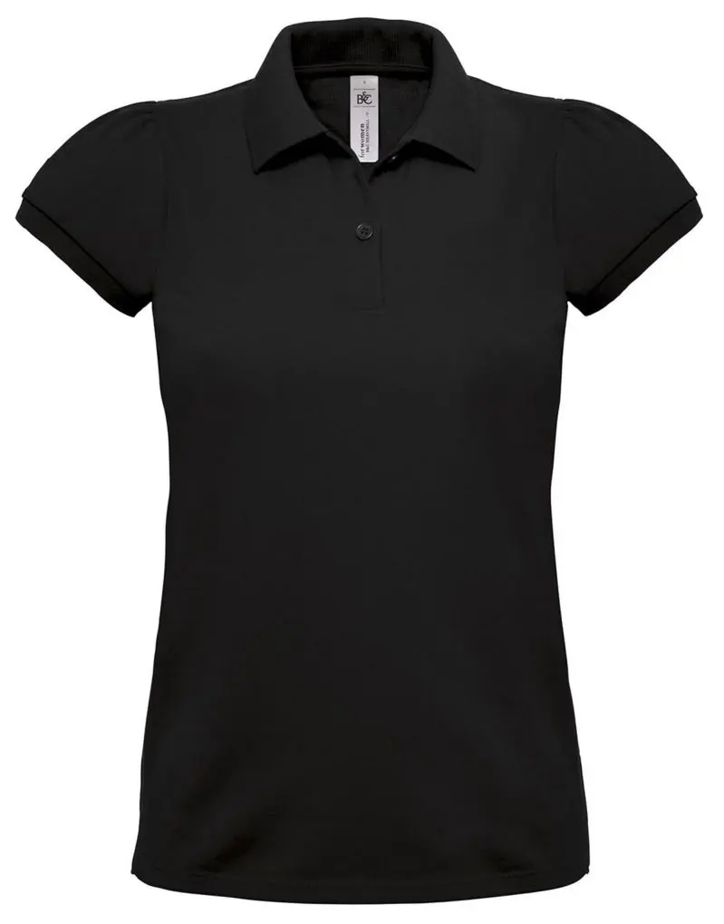 B&C Womens Heavymill Pique Polo in Black