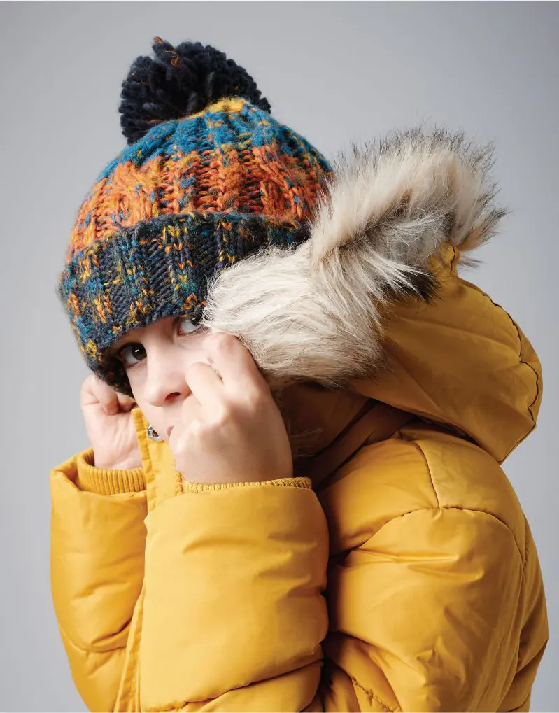 Beechfield Junior Corkscrew Pom Pom Beanie
