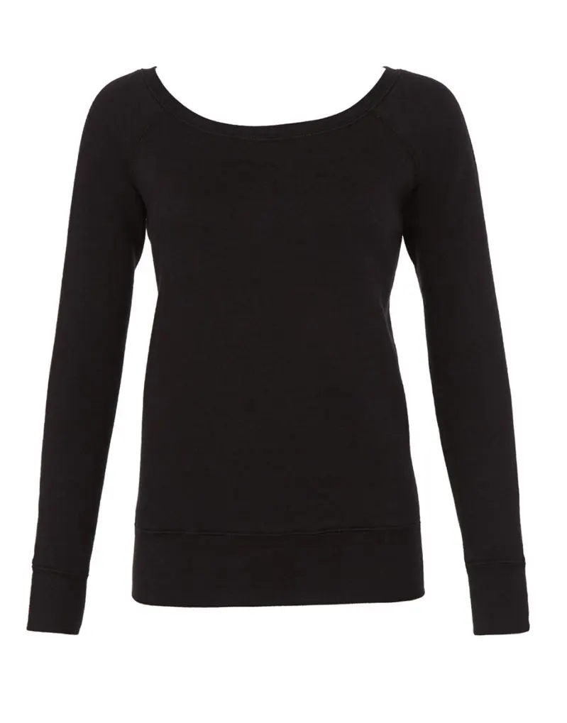 Bella Womens Sponge Fleece Wide Neck Sweatshirt in Black