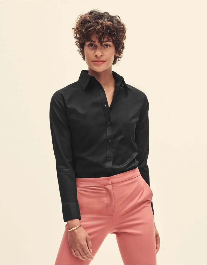 Fruit Of The Loom Ladies Long Sleeve Oxford Shirt