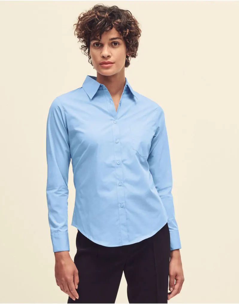 Fruit Of The Loom Ladies Long Sleeve Poplin Shirt