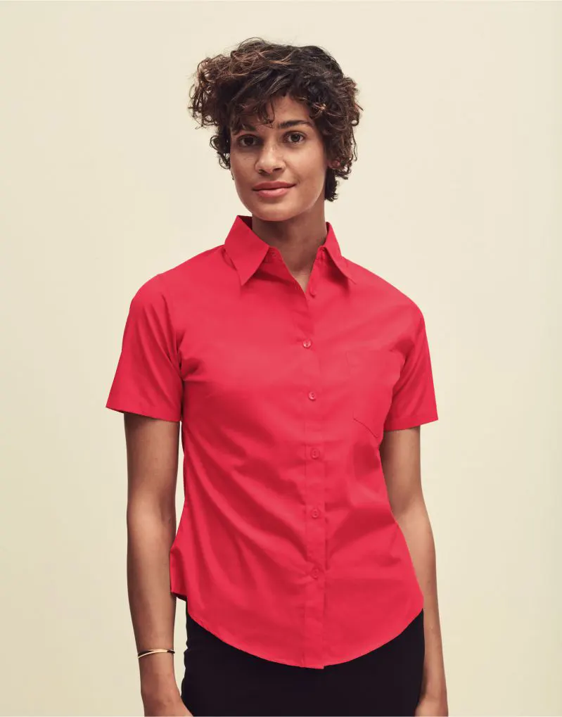 Fruit Of The Loom Ladies Short Sleeve Poplin Shirt