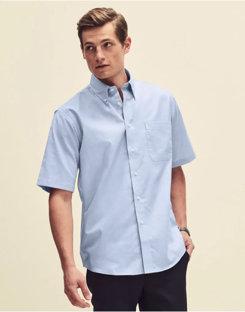 Fruit Of The Loom Mens Short Sleeve Oxford Shirt