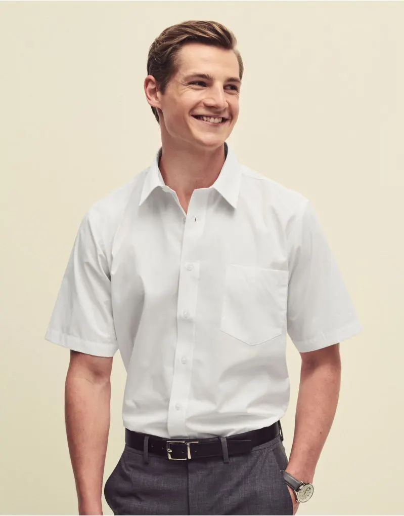 Fruit Of The Loom Mens Short Sleeve Poplin Shirt