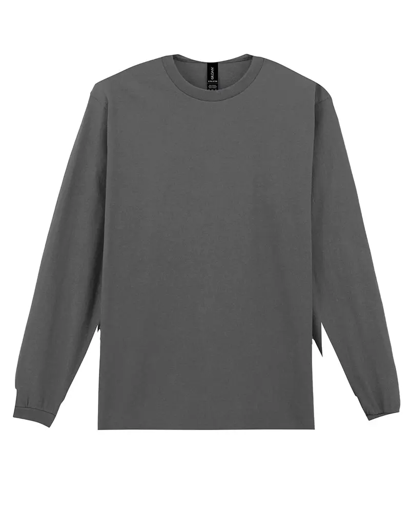 Gildan Men's Ultra Cotton Long Sleeve T-Shirt - Crew Neck, Plain Tee (Dark Chocolate, Medium)