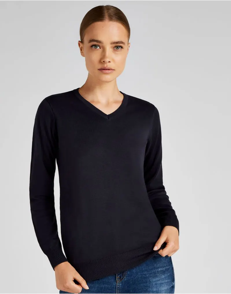 Kustom Kit Womens Regular Fit Arundel Long Sleeve V-Neck Sweater