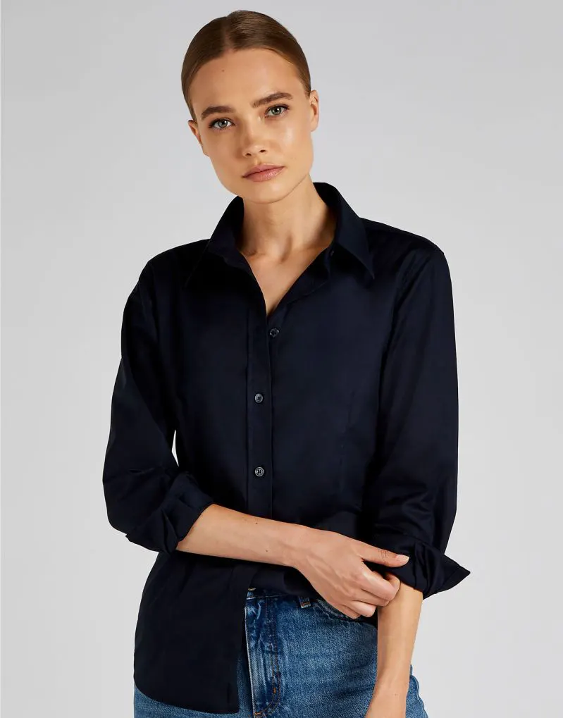 Kustom Kit Womens Tailored Fit Long Sleeve Workwear Oxford Shirt