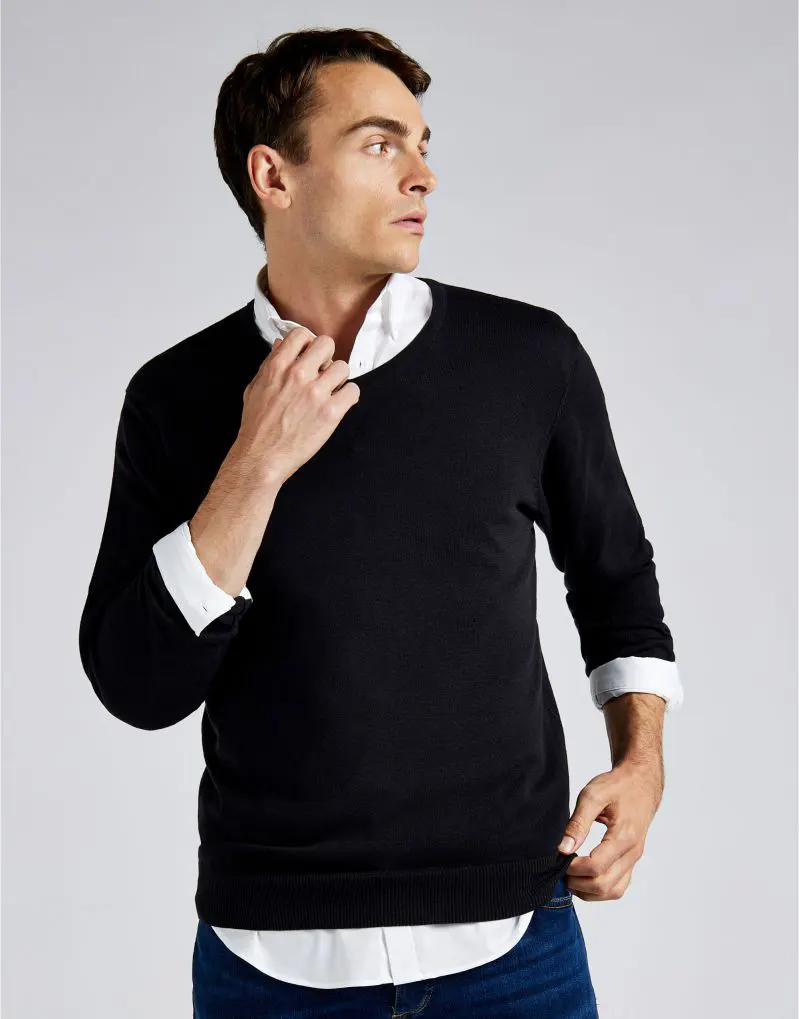 Kustom Kit Regular Fit Arundel Long Sleeve V-Neck Sweater