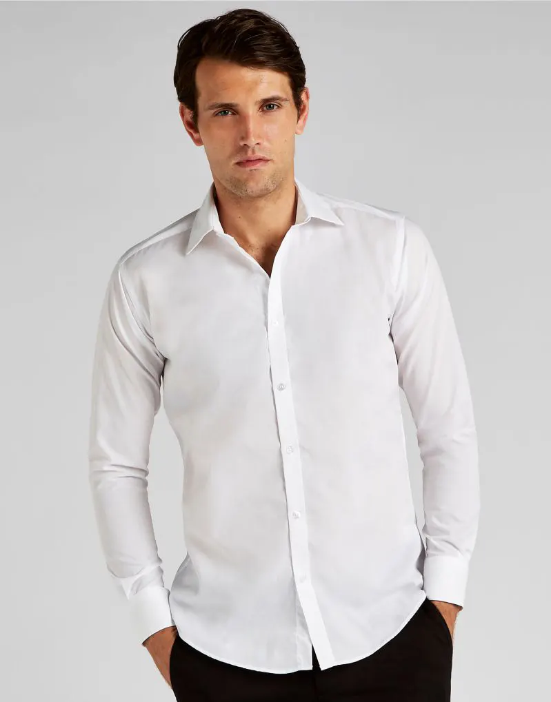 Kustom Kit Mens Slim Fit Long Sleeve Business Shirt