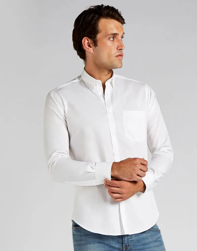 Kustom Kit Mens Slim Fit Long Sleeve Premium Oxford Shirt