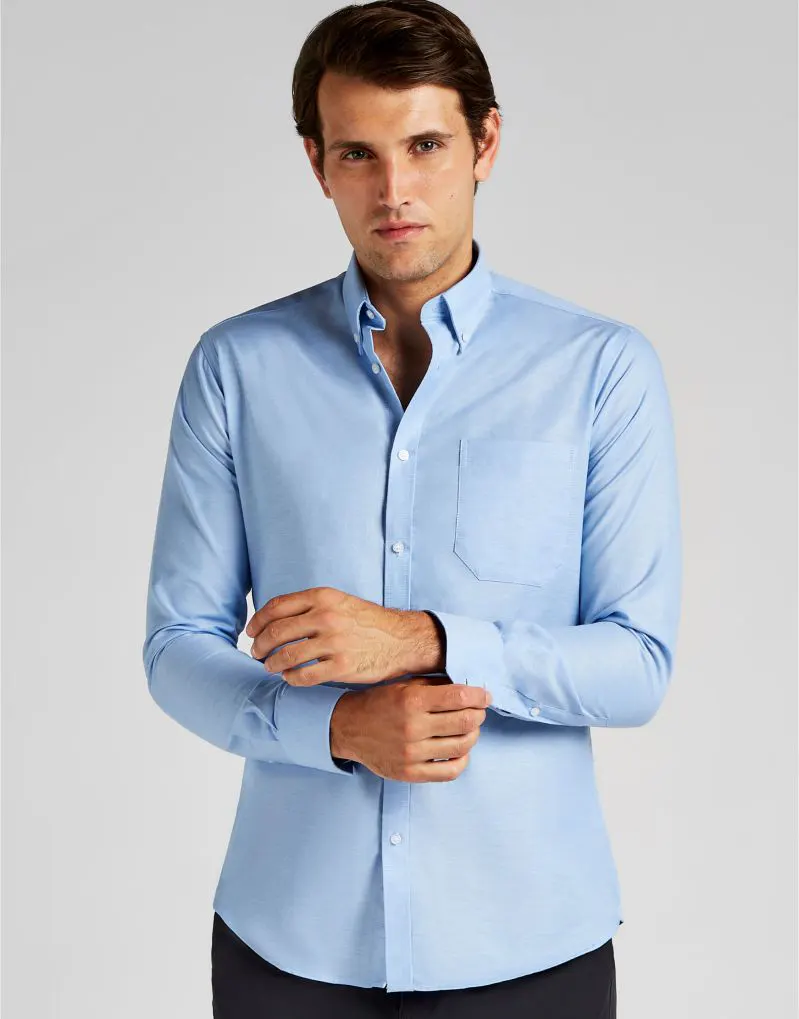 Kustom Kit Mens Slim Fit Long Sleeve Workwear Oxford Shirt