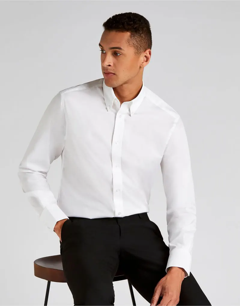 Kustom Kit Mens Tailored Fit Long Sleeve City Shirt