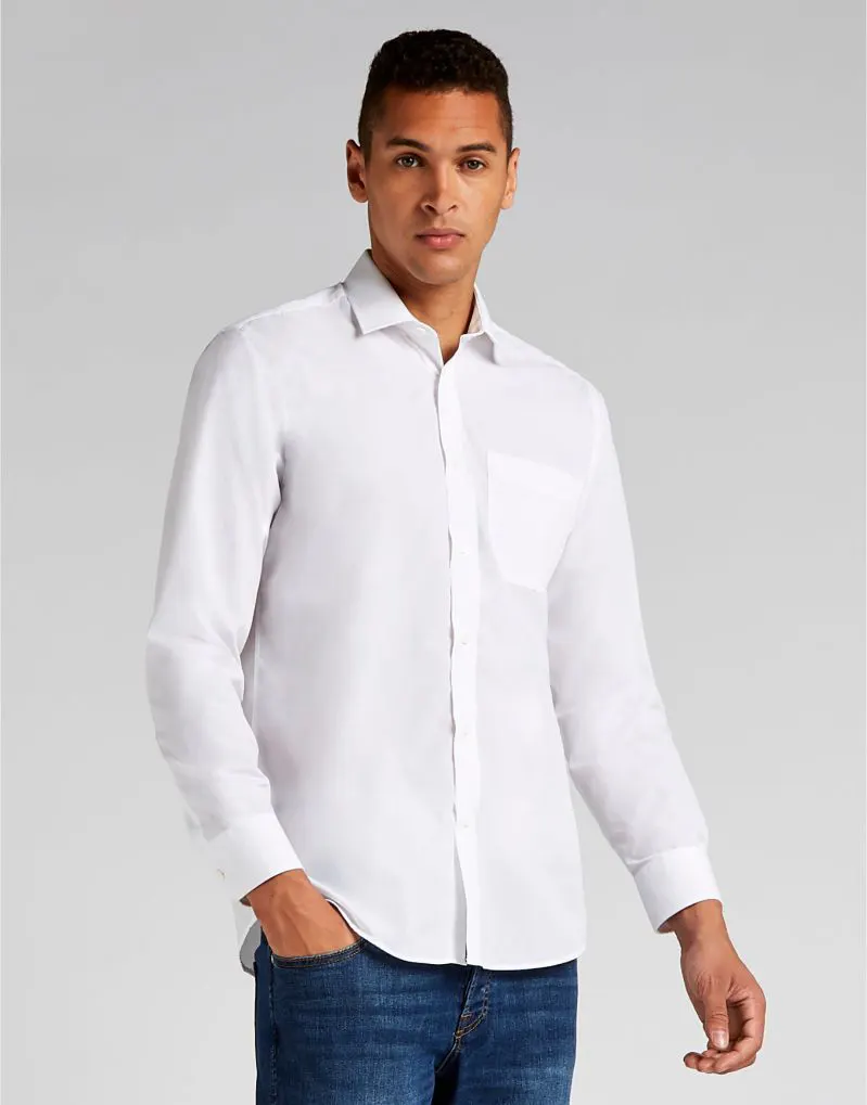 Kustom Kit Mens Tailored Fit Long Sleeve Poplin Shirt