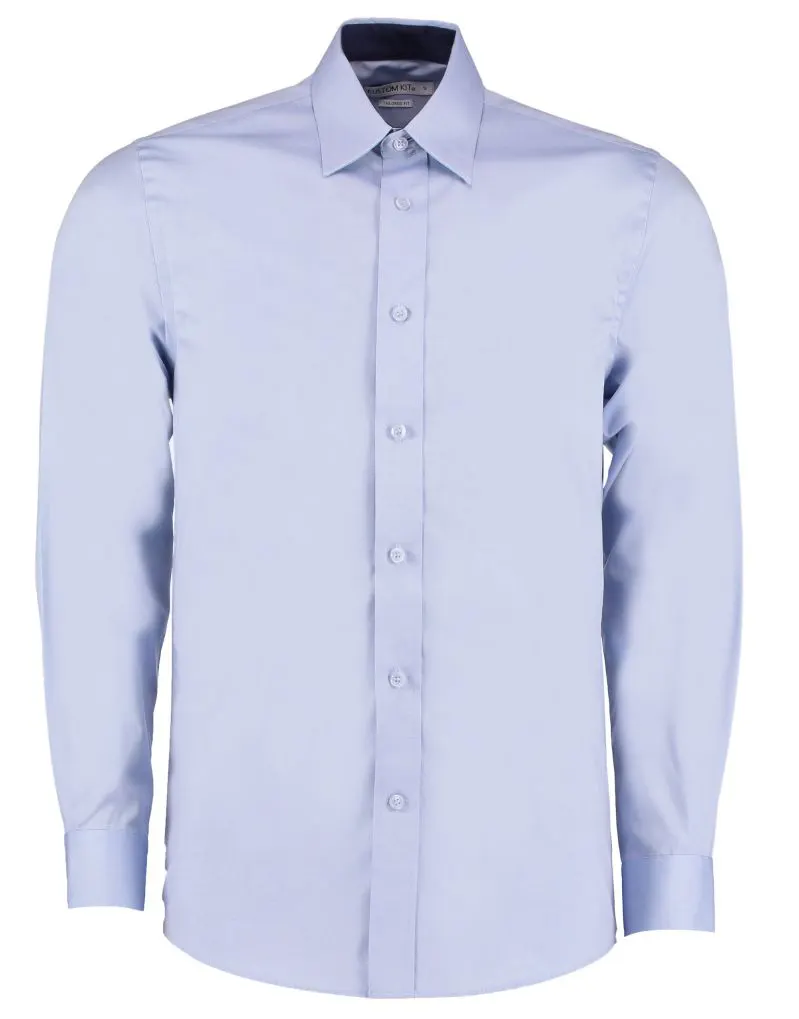 Kustom Kit Mens Tailored Fit Long Sleeve Premium Contrast Oxford Shirt