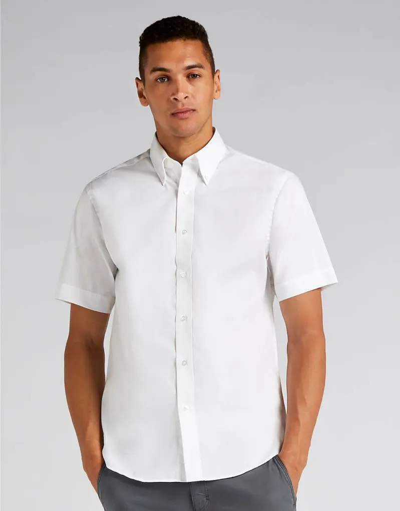 Kustom Kit Mens Tailored Fit Short Sleeve Premium Oxford Shirt