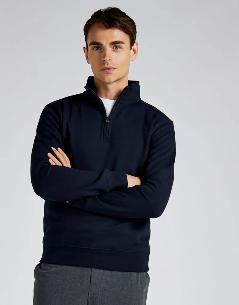 Kustom Kit Mens 1 and 4 Zip Sweatshirt in Navy