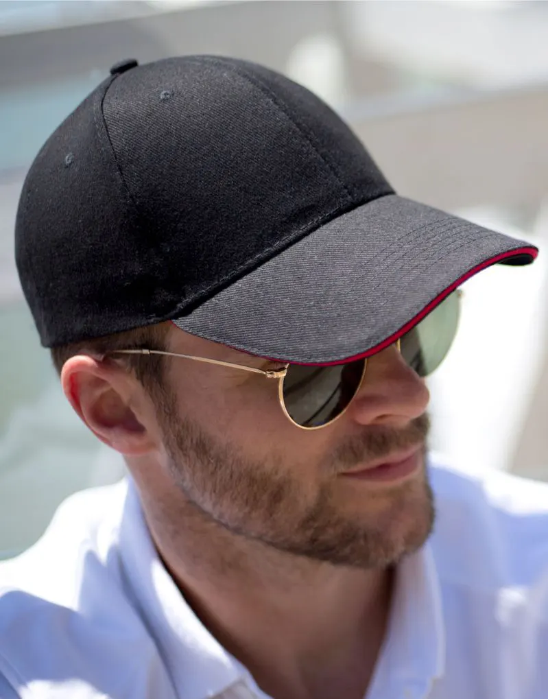 Result Core Memphis Brushed Cotton Low Profile Sandwich Peak Cap