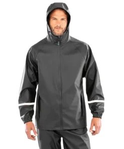 Result Genuine Recycled Prism PU Waterproof Jacket With Reflective Bands and Recycled Backing