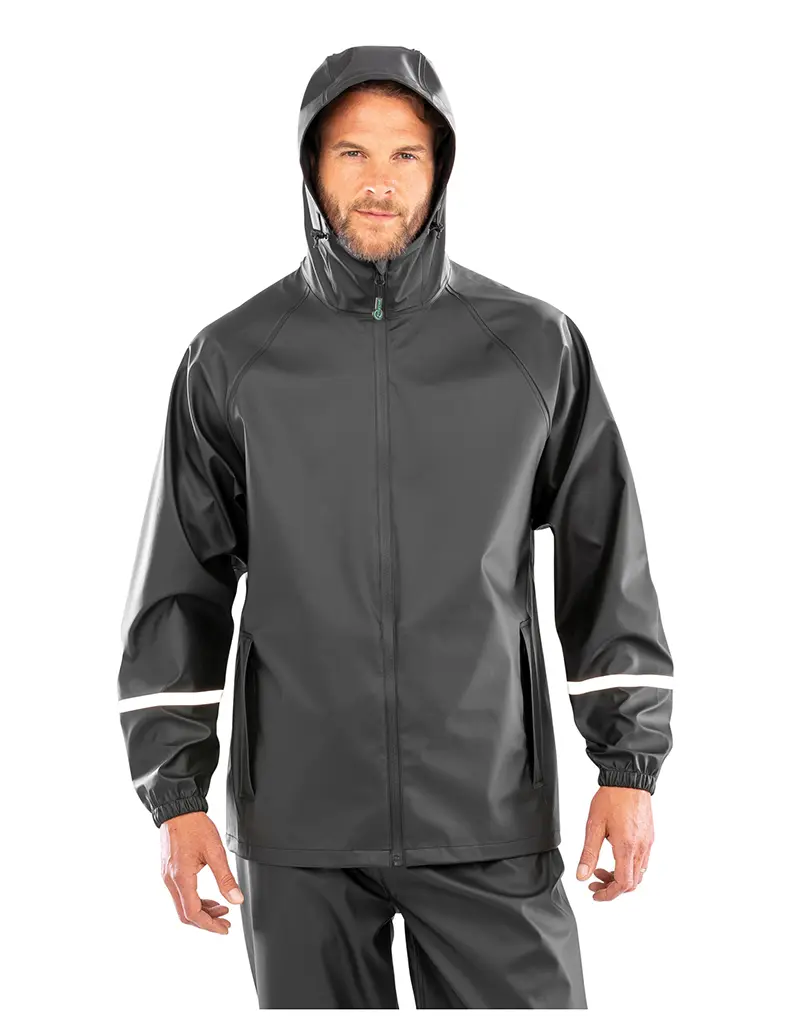 Result Genuine Recycled Prism PU Waterproof Jacket With Reflective Bands and Recycled Backing
