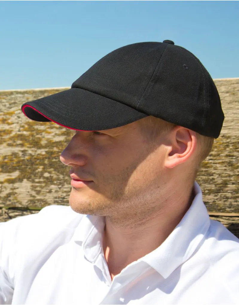 Result Headwear Low Profile Heavy Brushed Cotton Cap with Sandwich Peak