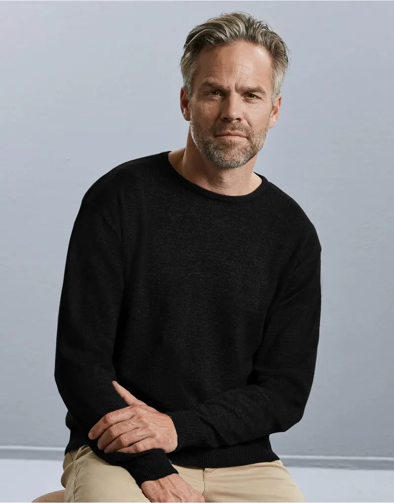Russell Collection Mens Crew Neck Knitted Pullover