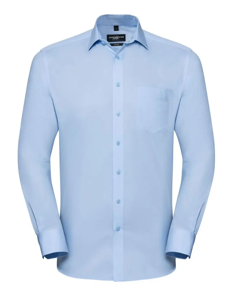 Russell Collection Mens Long Sleeve Tailored Coolmax Shirt