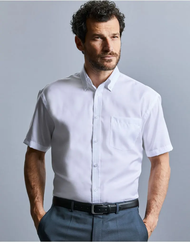 Russell Collection Mens Short Sleeve Classic Ultimate Non-Iron Shirt