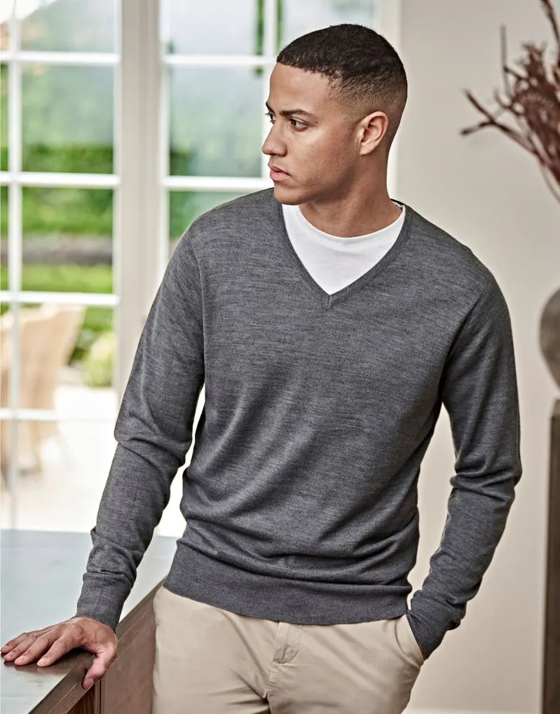 Tee Jays Mens V Neck Knitted Sweater