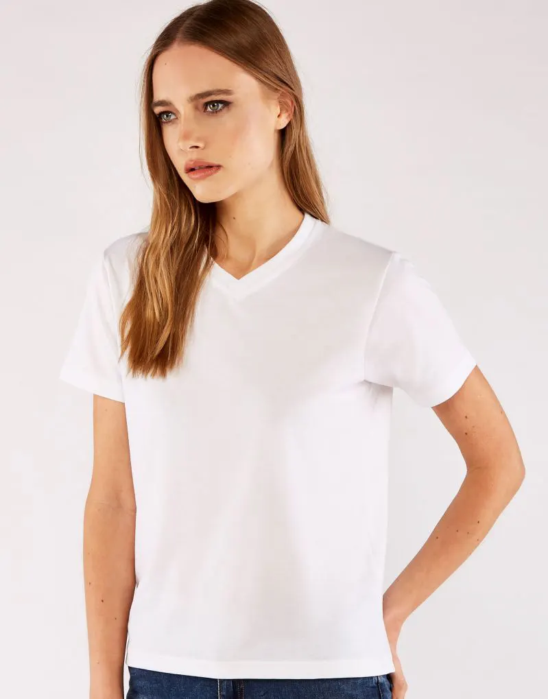Xpres Ladies Subli Plus V-Neck T-Shirt in White