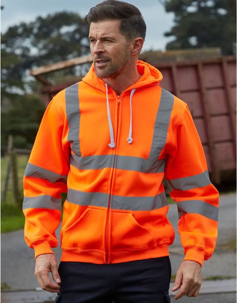 Yoko Mens Hi-Vis Zipped Hoodie