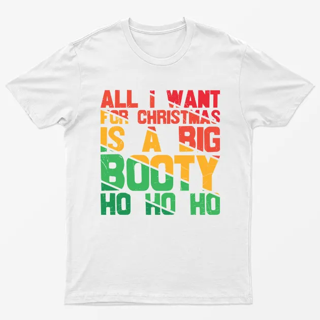 White All I Want For Christmas Is A Big Booty T-Shirt