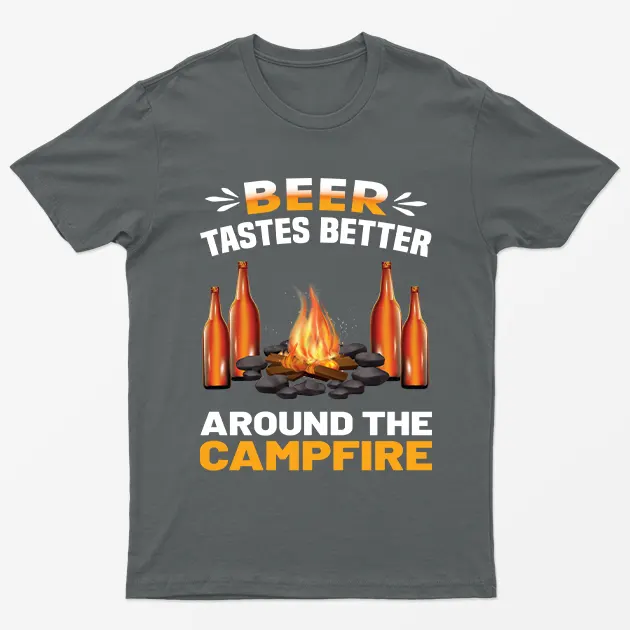 Charcoal Around The Campfire Beer Graphic T-Shirt
