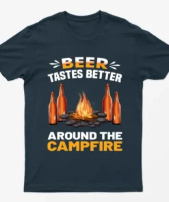 Navy Blue Around The Campfire Beer Graphic T-Shirt