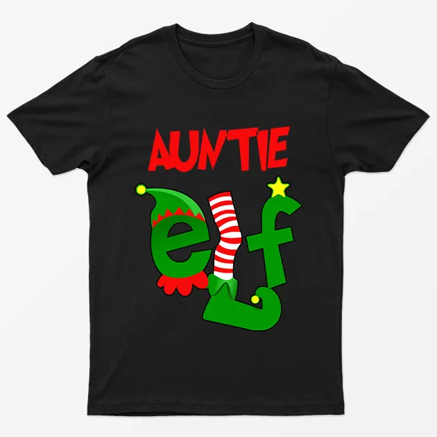 Black Auntie Elf Graphic T-Shirt