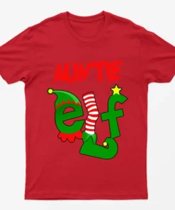 Red Auntie Elf Graphic T-Shirt