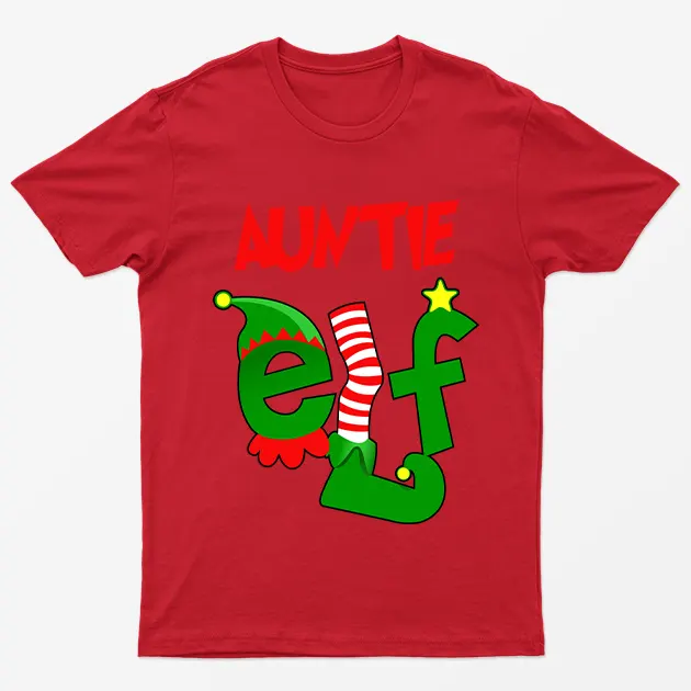 Red Auntie Elf Graphic T-Shirt