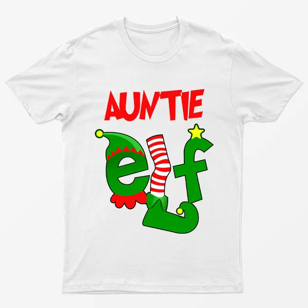 White Auntie Elf Graphic T-Shirt