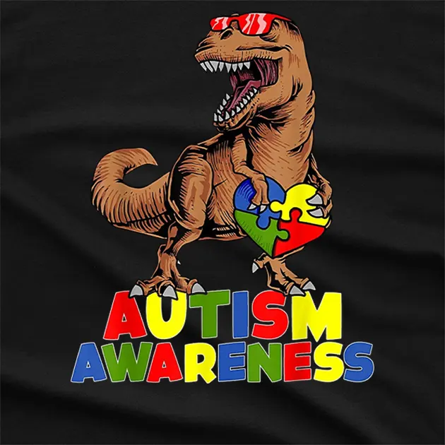 Autism Awareness Dinosaur Graphic T-Shirt