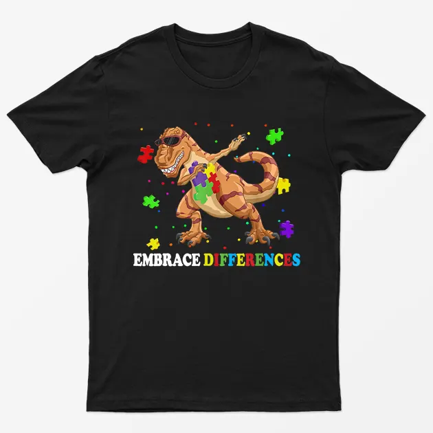 Black Autism Awareness Embrace Difference T-Shirt