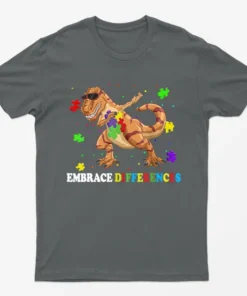 Charcoal Autism Awareness Embrace Difference T-Shirt