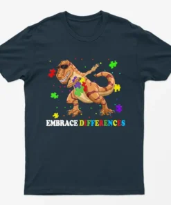 Navy Blue Autism Awareness Embrace Difference T-Shirt