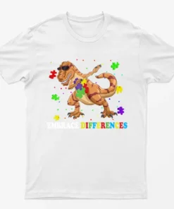 White Autism Awareness Embrace Difference T-Shirt