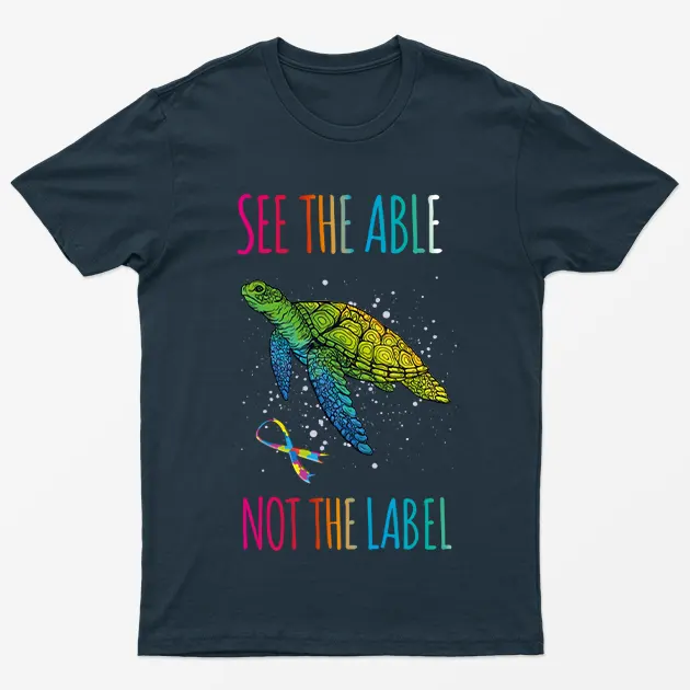 Navy Blue Autism Awareness See The Able Graphic T-Shirt