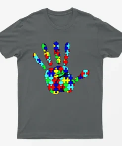 Charcoal Autism Hand Awareness Graphic T-Shirt
