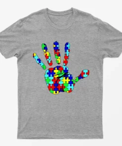 Sport Grey Autism Hand Awareness Graphic T-Shirt