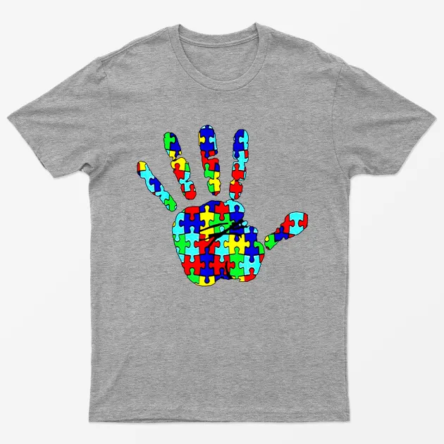 Sport Grey Autism Hand Awareness Graphic T-Shirt