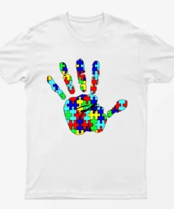 White Autism Hand Awareness Graphic T-Shirt