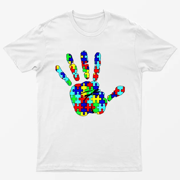White Autism Hand Awareness Graphic T-Shirt